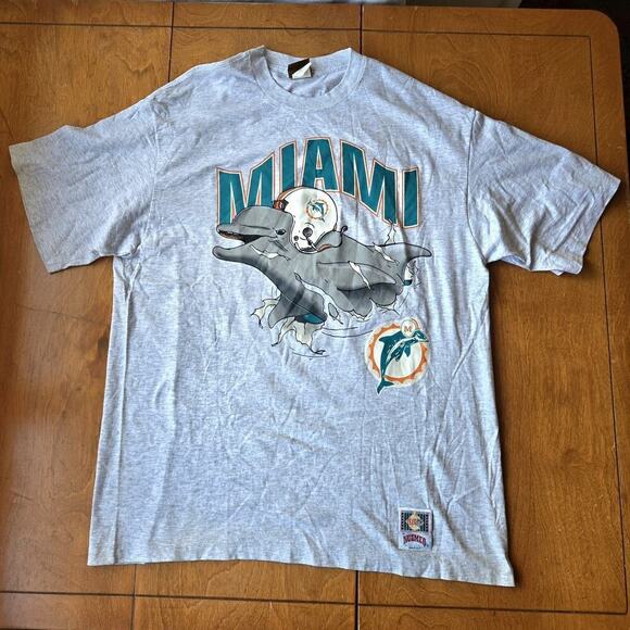 Vintage 1993 Miami Dolphins Breakthrough 90s T-Shirt Nutmeg Mills Men's Size XL - Picture 1 of 9